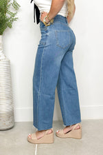 Denim Cropped Straight Leg Jeans