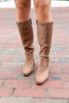 Taupe Suede Knee High Boot