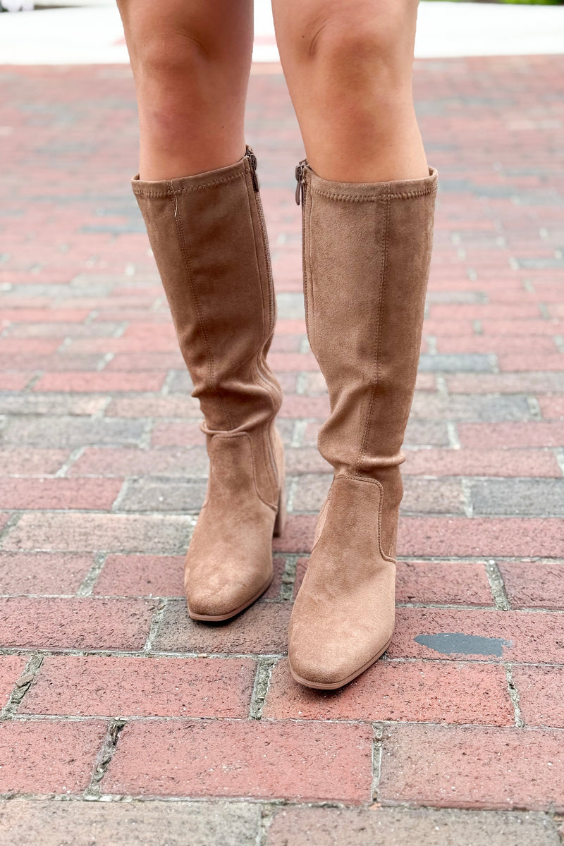 Taupe Suede Knee High Boot