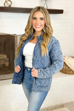 Denim Quilted Long Sleeve Jacket