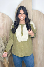 Avocado Wave Knit Mineral Wash Top