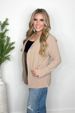 Taupe Long Sleeve Pleated Blazer