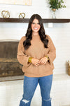 Warm Taupe Boat Neck Chunky Long Sleeve Sweater