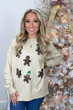 Ecru Sequin Gingerbread Top