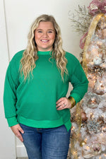 Kelly Green Terry Cloth Detail Top