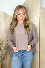 Mocha Long Sleeve Boatneck Sweater Top