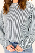 HF25C356 Light Blue Ribbed Banded LS Top