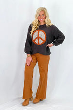 Charcoal Peace Sign Patch Sweater