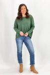 Dark Green Extended Shoulder Sweater