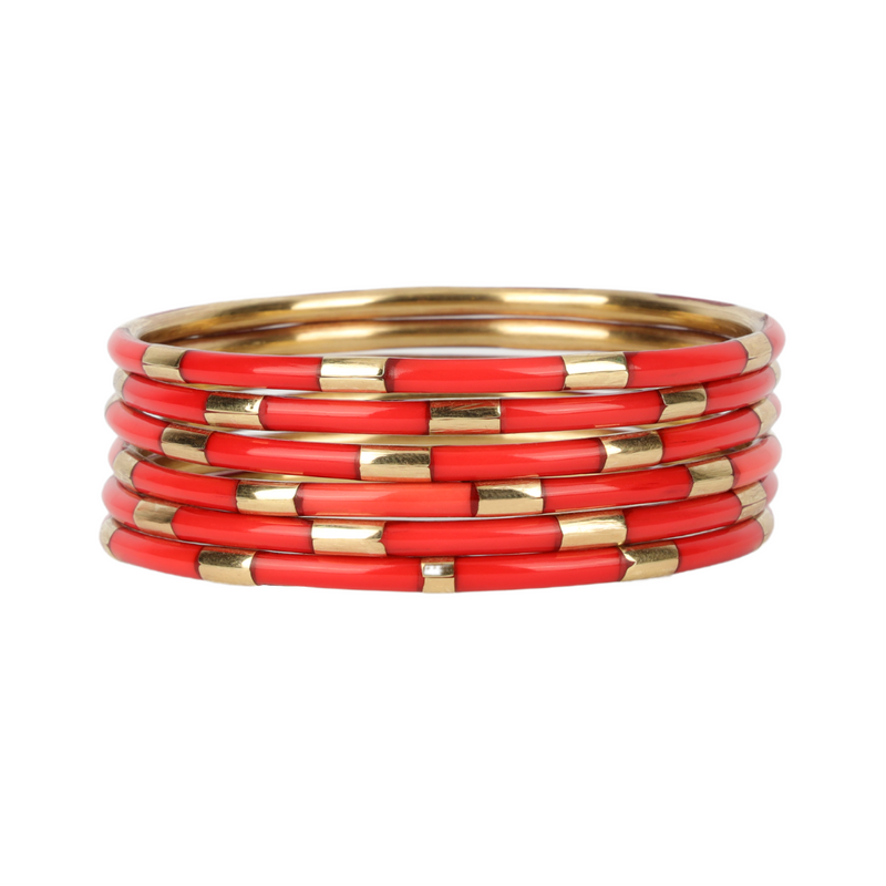 BuDhaGirl Coral Veda Bangles (Set of 6)